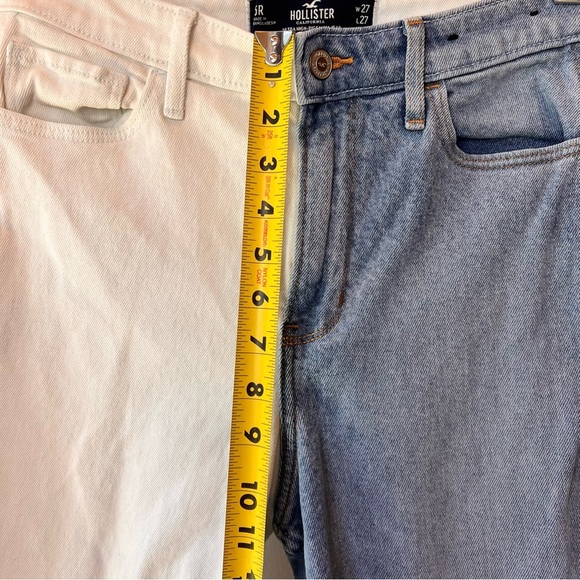 Hollister Ultra High Rise Mom Jeans Junior’s Size 5 R W27 L27 Blue White 2-tone - Picture 7 of 11